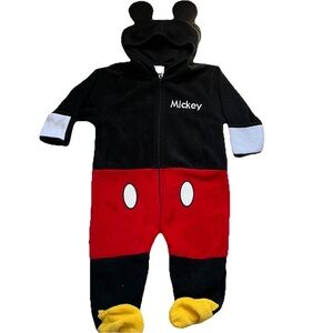 Disney Mickey Mouse Hooded Footie Coveralls Baby Size 9-12 Months Costume